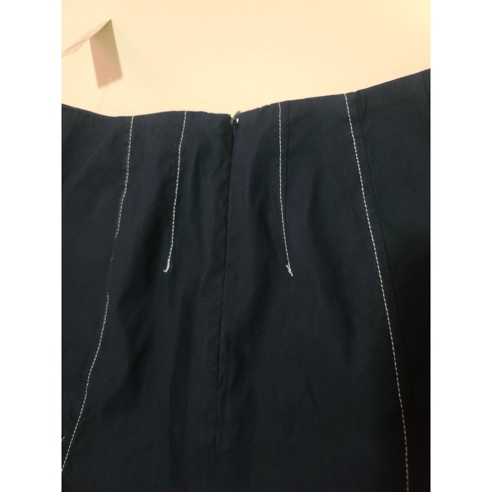 Maeve By Anthropologie Navy Blue Midi Skirt With White Stitching - Picture 15 of 15